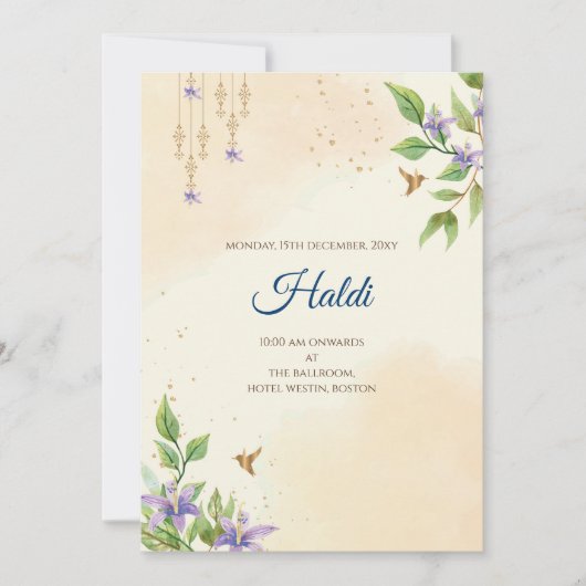 Invitation numérique Haldi & carte de mariage indi (Devant)