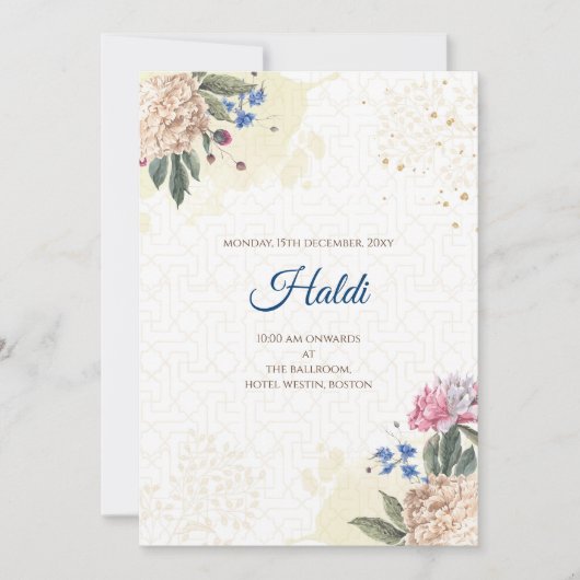 Invitation numérique Haldi et carte de mariage ind (Devant)