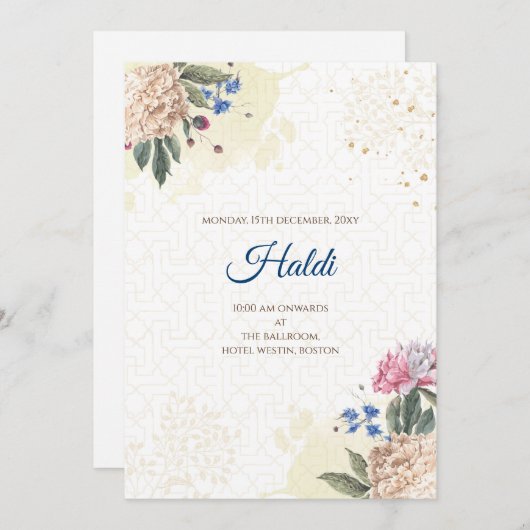 Invitation numérique Haldi et carte mariage indien (Devant / Derrière)