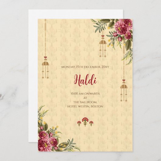 Invitation numérique Haldi et carte mariage indien (Devant / Derrière)