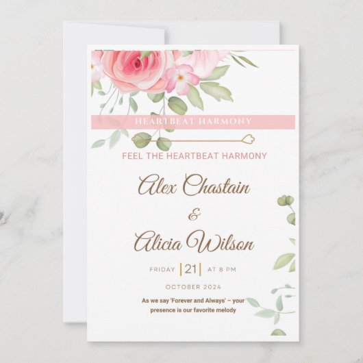 Invitation numérique Mariage d'harmonie HeartBeat (Devant)