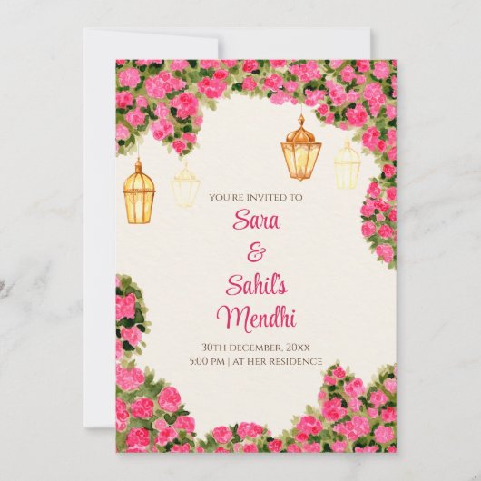 Invitation numérique Mehendi & Carte d'invitation  (Devant)