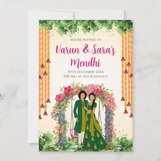 Invitation numérique Mehendi et Mariage Mehndi inv (Devant)