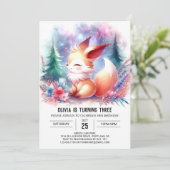 Invitation numérique minimaliste Cute Fox Annivers (Debout devant)