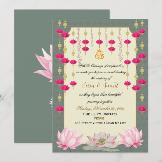 Invitation numérique modifiable pour mariage indie (Devant / Derrière)