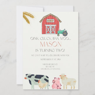 Invitation numérique Oink Cluck Baa Moo