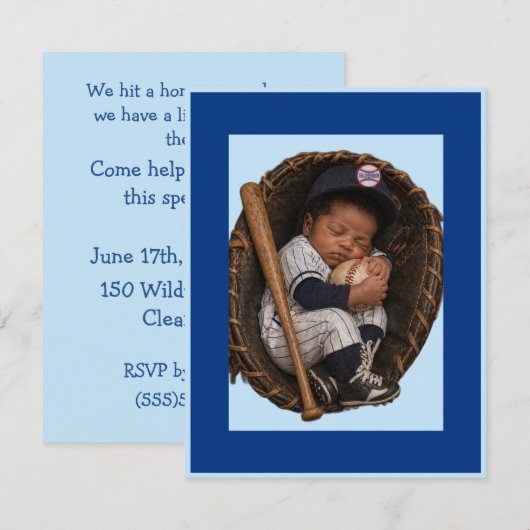 Invitation numérique pour la baby shower de baseba (Devant / Derrière)