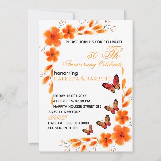 Invitation numérique pour les 50 ans pour femmes,  (Devant)