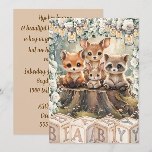 Invitation numérique pour une douche de bébé avec (Devant / Derrière)