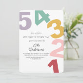 Invitation Numéro coloré Nouvel an veille fête (Debout devant)