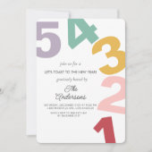 Invitation Numéro coloré Nouvel an veille fête (Devant)