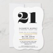 Invitation NUMÉRO D'ÂGE LIBRE minimal noir & marbre 21e INVIT (Devant)