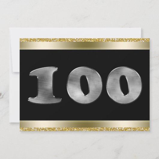Invitation Numéro d'argent 100e anniversaire personnalisé 100 (Devant)