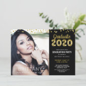 Invitation Numéro de ballon d'or moderne 2020 Graduation noir (Debout devant)