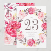 Invitation Numéro de la table de couronnes de fleurs d'aquare (Devant / Derrière)