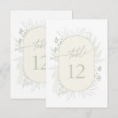 Invitation Numéro de la table de germe d'eucalyptus Iivoire I (Devant / Derrière)