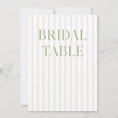 Invitation Numéro de la table de mariage du Mariage vert et b (Dos)