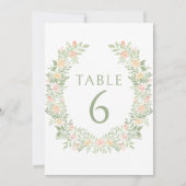 Invitation Numéro de la table de mariage Pastel orange floral (Devant)