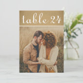 Invitation Numéro de la table de photos Mariage Rustique Kraf (Debout devant)