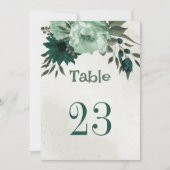 Invitation numéro de la table des fleurs vert émeraude (Devant)