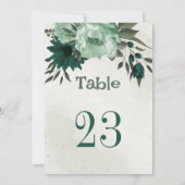 Invitation numéro de la table des fleurs vert émeraude (Dos)
