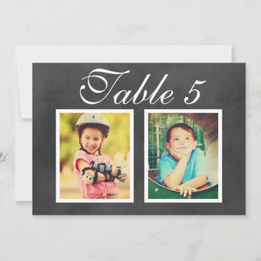 Invitation Numéro de la table photo du Mariage de tableau noi (Devant)