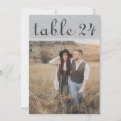 Invitation Numéro de la table photo du Mariage gris rustique (Dos)