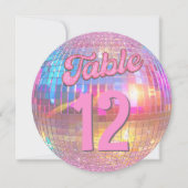 Invitation Numéro de la table ronde Disco Ball Hot Rose Gold  (Devant)