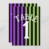 Invitation Numéro de la table verte violet et noire d'Hallowe (Devant / Derrière)
