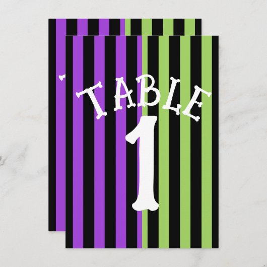 Invitation Numéro de la table verte violet et noire d'Hallowe (Devant / Derrière)