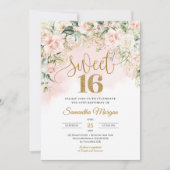 Invitation Numéro de parties scintillant or rose doux roses s (Devant)