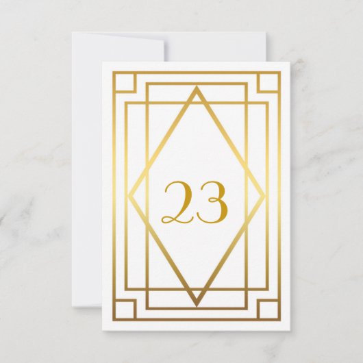 Invitation Numéro de table, Grand Gatsby, élégant, chic, or b (Devant)