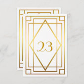 Invitation Numéro de table, Grand Gatsby, élégant, chic, or b (Devant / Derrière)