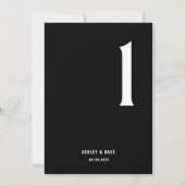 Invitation Numéro de tableau 1 Mariage noir en gras Numéro de (Dos)