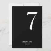 Invitation Numéro de tableau 7 Mariage noir en gras Numéro de (Devant)