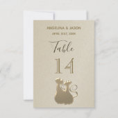 Invitation Numéro de tableau Cat Couple Golden Elegant Mariag (Devant)