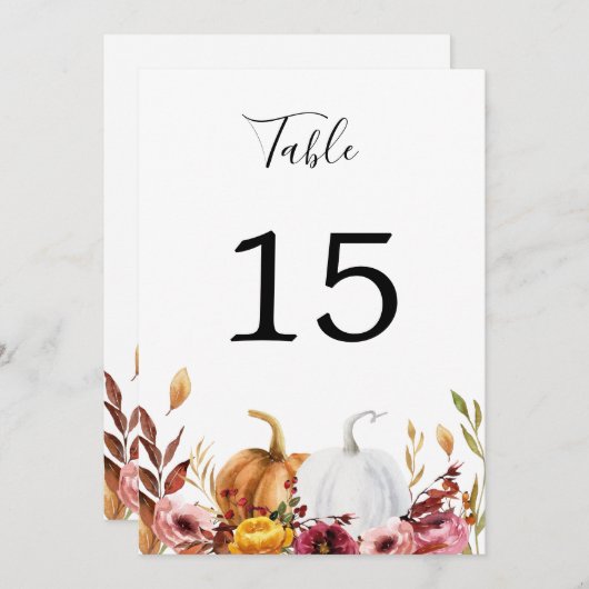 Invitation Numéro de tableau Citrouille d'automne (Devant / Derrière)