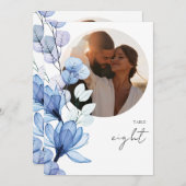 Invitation Numéro de tableau de photos bleu clair transparent (Devant / Derrière)