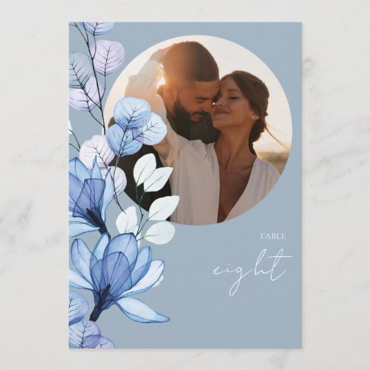 Invitation Numéro de tableau de photos florale transparent bl (Devant)
