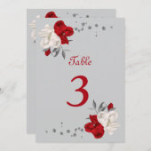 Invitation numéro de tableau des fleurs rouges et blanches (Devant / Derrière)