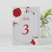 Invitation numéro de tableau des fleurs rouges et blanches (Debout devant)