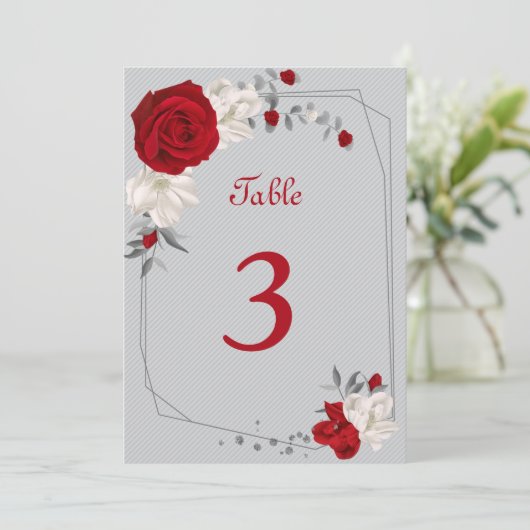 Invitation numéro de tableau des fleurs rouges et blanches (Debout devant)