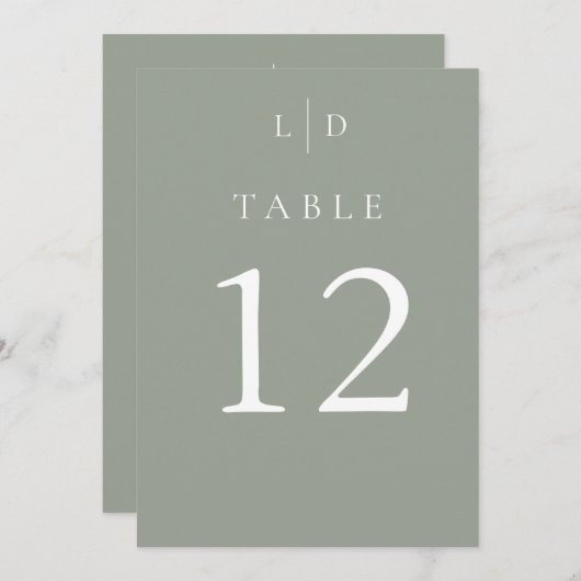 Invitation Numéro de tableau du Mariage de Monogramme Chic Sa (Devant / Derrière)