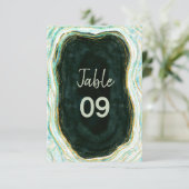 Invitation Numéro de tableau du Mariage turquoise Vert & Or A (Debout devant)