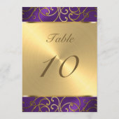 Invitation Numéro de tableau Élégant Violet et Filigree or (Dos)