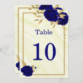 Invitation numéro de tableau géométrique de couleur or bleu r (Devant / Derrière)