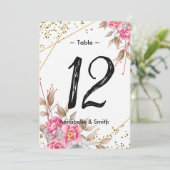 Invitation Numéro de tableau géométrique Gold Frame rose Flor (Debout devant)