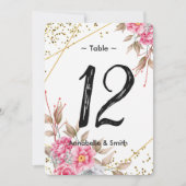 Invitation Numéro de tableau géométrique Gold Frame rose Flor (Devant)