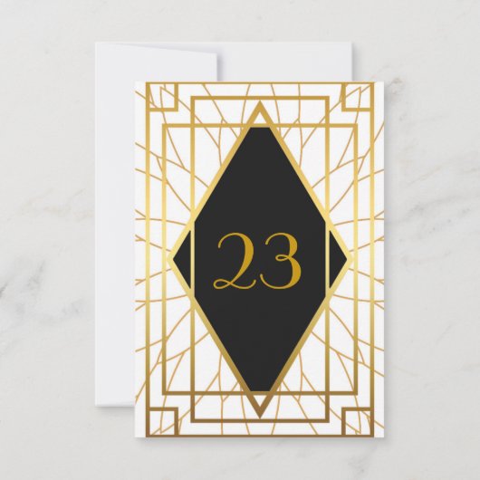Invitation Numéro de tableau, Grand Gatsby, élégant, or blanc (Dos)