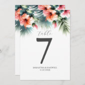 Invitation Numéro de tableau imprimable Hibiscus de Pêche à l (Devant / Derrière)